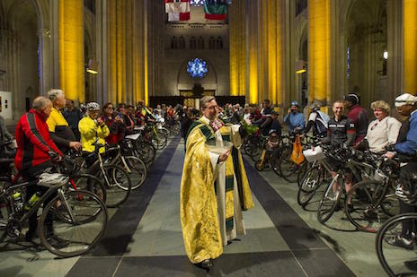 Bikes being blessed